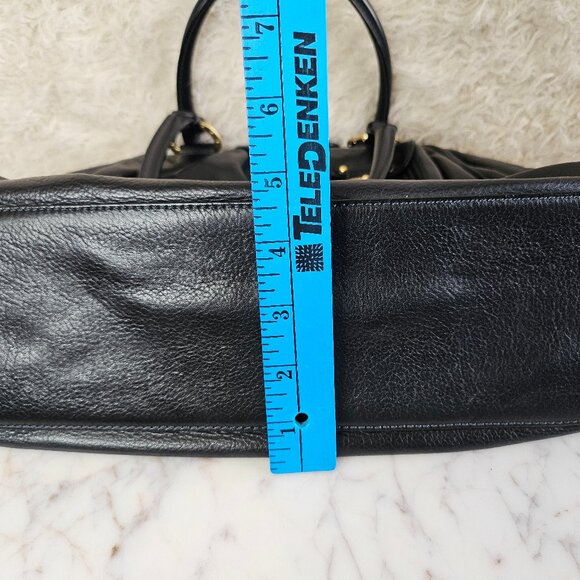 Ellen Tracy Sandalia Purse Black Leather Handbag Bag/ Satchel - Picture 7 of 10